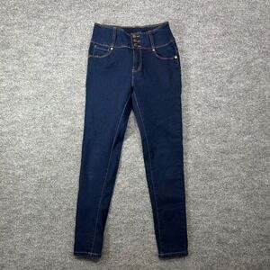 L'square Skinny Jeans Women's Blue Denim Stretch Three Button Front - 26X27